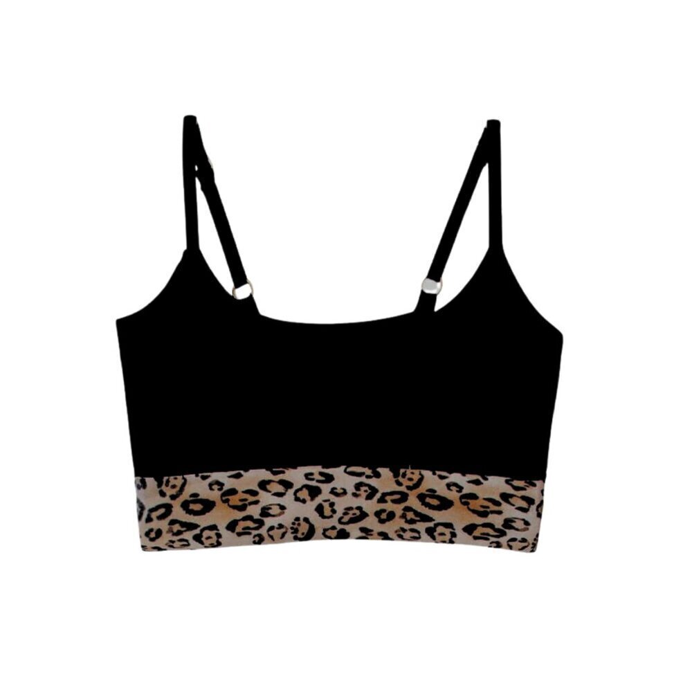 NWT PQ Swim by PilyQ Girls Leopard & Black Bikini Top Sz. 16